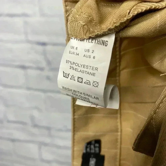 Pretty Little Thing Pinstripe Wideleg Cargo Side Slit Casual Trouser Pants - Picture 7 of 8